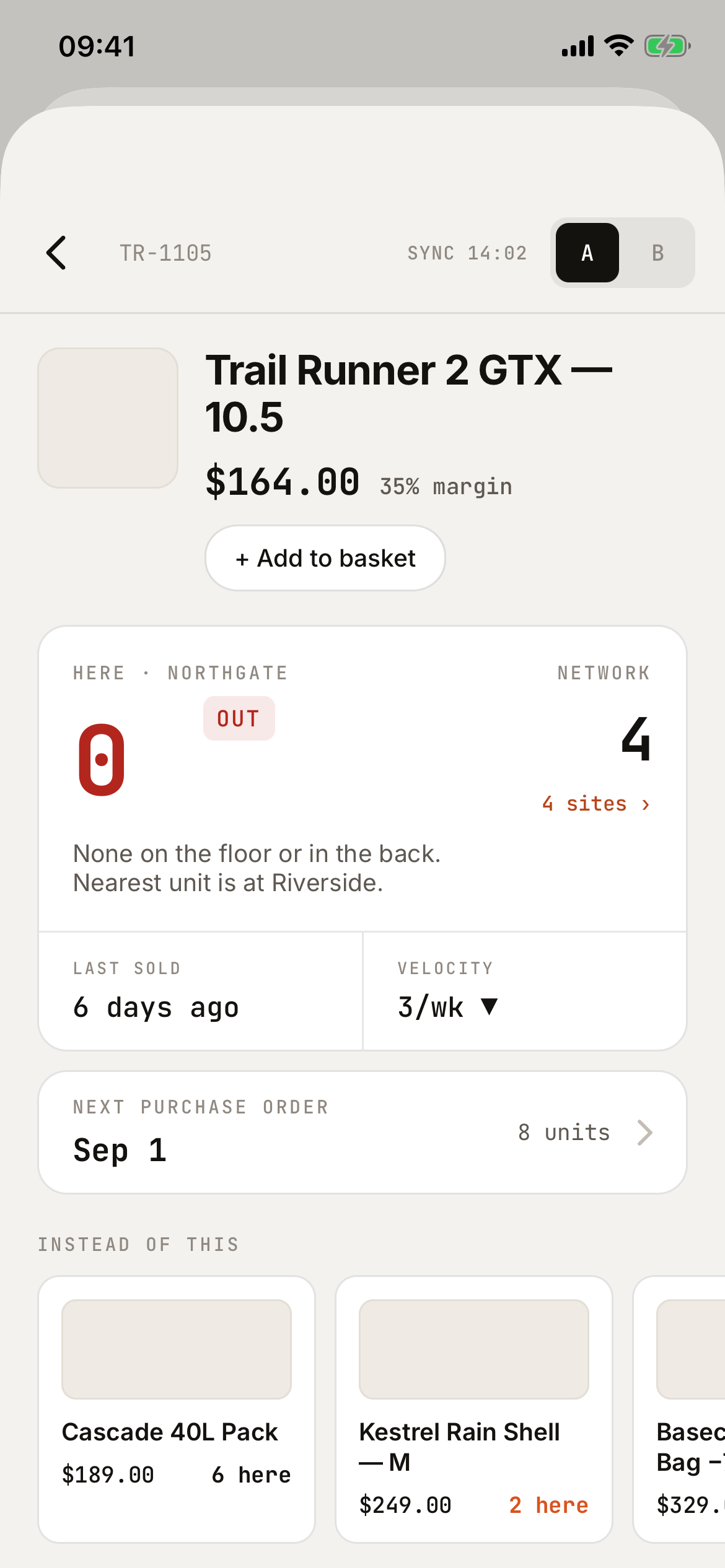 Out of stock item with substitutes